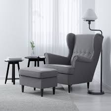 Strandmon Ottoman Nordvalla Dark Gray Ikea In 2020 Grey Chair Living Room Living Room Chairs Wing Chair