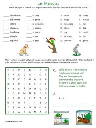 Free Animals Worksheets Printable Spanish Spanish Animals Spanish Lessons For Kids Spanish Worksheets