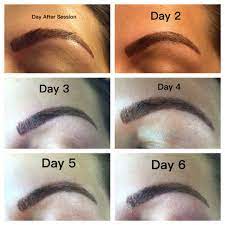 Any physical effort, gym, hot weather, any other activity that may cause sweating through or on the brows will expel pigment from. Microblading The First Week Day By Day Photos Of Microblading Healing Microblading For Oily Skin Microblading Microblading Eyebrows Eye Makeup Tutorial