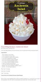 Ambrosia Salad Fruit Dishes Fruit Recipes Ambrosia Salad