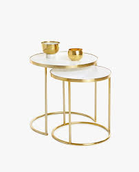 Marble Nesting Tables With Golden Base Set Of 2 Marble Furniture Nesting Tables Zara Home