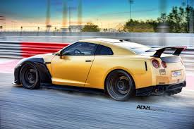 Gold Carbon Ams Nissan Gt R With Adv 1 Wheels Nissan Gt Nissan Gt R Nissan Gtr