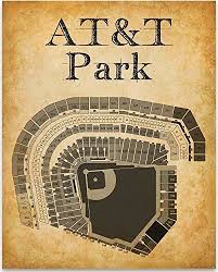 At T Park Stadium Baseball Seating Chart Art Print 11x14 Unframed