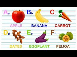 alphabet chart alphabets fruits and vegetable chart