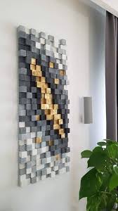 Mur 3d Sculpture Faite De Pieces De Sapin Epinette Ou De Pin Chaque Un Coupe Ponce Peint Et Colle A La Planc En 2020 Art Murale En Bois Deco Murale Bois