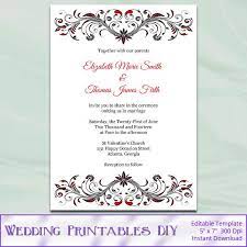 Red And Black Wedding Invitation Template Diy Birthday Bridal Shower Wedding Invitations Printable Templates Coral Wedding Invitations Fun Wedding Invitations