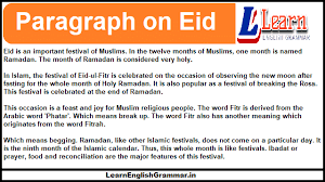 Paragraph On Eid In English For Students Learnenglishgrammar In An eid day means a day of enjoyment and sharing happiness. paragraph on eid in english for