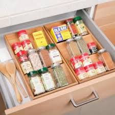 Seville Classics 3 Tier Bamboo Spice Rack Cabinet Drawer Tray Organizer Bmb17030 The Home Depot In 2020 Bamboo Spice Rack Drawer Spice Rack Spice Organization Drawer