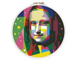 Colorful Mona Lisa Cross Stitch Pattern, Abstract Leonardo Da Vinci Cross  Stitch, Instant Download PDF #1872