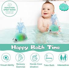 Happy bath time for babywhen you put the light up bath toys in the water, the lovely dolphin bath toys can automatically sense the spray of water and the flashing colorful lights, which will naturally. Buy Uleen Baby Bath Toys Automatic Spray Water Bath Toys With Led Light Light Up Bath Toys For Toddlers Kids Sprinkler Tortoise Bathtub Toys Pool Bathroom Toy For Baby Online In Vietnam