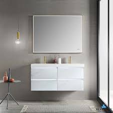 floating double vanity calacatta white