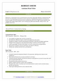 Head Teller Resume Samples Qwikresume