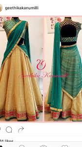 Pin By Kola Hanssini On Dress N Blouse S Half Saree Designs Half Saree Half Saree Lehenga