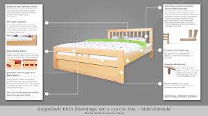 Boxspring bett 220 x 220. Easy Premium Line Doppelbett K8 In Uberlange 160 X 220 Cm Buche Vollholz Massiv Natur Inkl 1 Abdeckblende