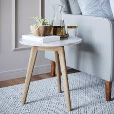 Nathan James Amalia White Marble Top With Light Brown Solid Wood Accent Table 32402 The Home Depot Wood Accent Table End Tables Modern End Tables