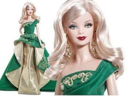 An Elegant Take On The Holidays The 2011 Holiday Barbie Doll Is Gorgeous In Green And Gold Her Strapless Barbie Images Christmas Barbie Holiday Barbie Dolls