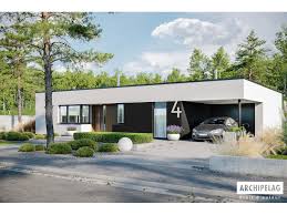Tarif d'une maison en bois en kit avec 4 chambres et double garage. Maison Ossature Bois Kit Mini 4 Modern 125 M Garage Auvent Plain Pied Toit Plat Auto Construction