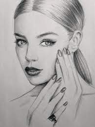 Nails Art Sketch Drawing Makeup Hair Beautiful Pencil Portrait Of A Model Portrait Drawing Pencil Portrait Face Drawing