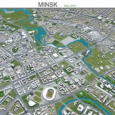 Minsk City 3d Model 60km On Cubebrush Co In 2020 City Model 3d Model Low Poly Models