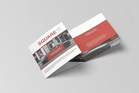 Square Trifold Brochure Mockup Square Brochures Trifold Brochure Stationery Mockup