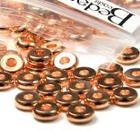 10 Copper Plated Metal 6mm Round x 2mm Thick Rondelle Heishi Disc Spacer  Beads