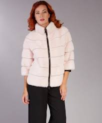 Veste fourrure vison femme, création artisanale, 100% made in italy. Veste En Fourrure Fermeture Zip Romagna Furs Rose Fourrure En Ligne