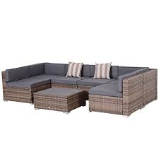Maybe you would like to learn more about one of these? Outsunny 7 Piece Outdoor Wicker Patio Sofa Set Modern Rattan Conversation Furniture Set With Slatted Top And Mixed Grey Cushions Amazon In Furniture