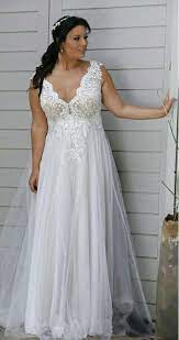 Mondaine Bridal Studio Plus Size Wedding Dress V Neck Backless Lace A Line Weddi Empire Waist Wedding Dress Affordable Bridesmaid Dresses Perfect Wedding Dress