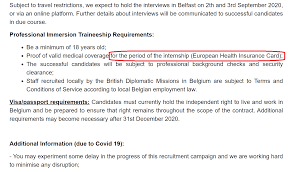 Maybe you would like to learn more about one of these? Naomi O Leary En Twitter Uk Gov Advert For A Brussels Internship 6 12 Months Starting Oct Requires Proof Of Valid Medical Coverage For The Period Of The Internship European Health Insurance