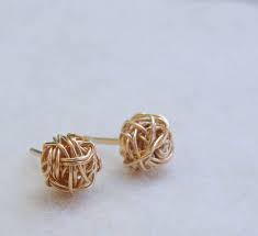 Gold Knot Stud Earrings Small Gold Stud Earring Wire Ball Etsy In 2020 Gold Earrings Studs Gold Knot Studs Small Earrings Studs