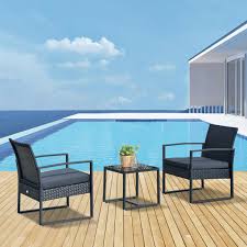 28'' l x 28'' w. Outsunny 3pc Rattan Coffee Table And Chairs Bistro Set Outdoor Indoor Wicker For Sale Online Ebay