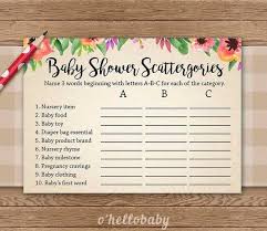 So keep on reading, and you definitely find many new words. Scattergories Baby Shower Spiel Floral Theme Baby Shower Floral Baby Shower Spiele Flower Baby Shower 006 Baby Showe Baby Shower Spiele Spiele Baby