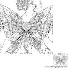 Butterfly in the strawberries coloring page. Coloring Page Of A Woman With Butterfly Wings