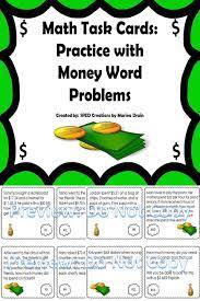Math Task Cards Practice With Money Word Problems Money Word Problems Math Tasks Word Problems
