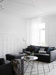 White paint also helps create a lot of contrast when combined with dark colors that produce an elegant yet warming ambient. Decordots Living Room Grey Interior Design Interior