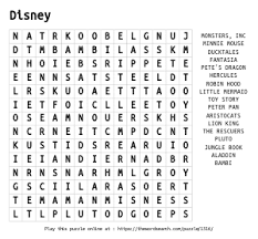 Printable movie crosswords index of. Disney Animated Movies Word Search