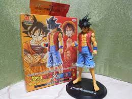 dragon ball z x one piece 40th dx figure luffy style gokou figure rare banpresto dragon ball dragon ball z japanese anime