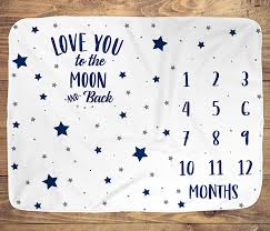 Buy Stars Baby Monthly Milestone Blanket Months Boy Newborn Photography Background Photo Prop Mat Navy Star Nursery I Love You To The Moon And Back Baby Shower 40x30 Smooth Online In Vietnam