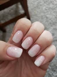 Pink To White Ombre Glitter Dip Powder On Natural Nails Ombre Nails Glitter Ombre Nails Pink Ombre Nails