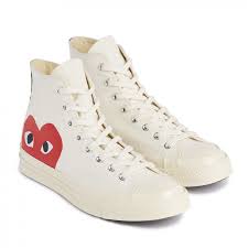 Comme Des Garcons Play X Converse Chuck Taylor 1970s Hi Beige Play Converse Chuck Taylor All Star 70 High White Men S Us 9 Women S Us 11 Chuck Taylors Converse Chuck Taylor Converse