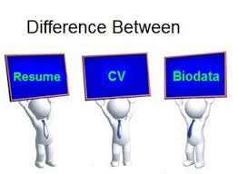 In a biodata, the there are only formatting differences between resume and curricula vitae (cv) — the most obvious of which is that resumes are generally 1 page, maybe 3 pages if you're a rock star. Difference Between Cv Resume Biodata Gk India Today
