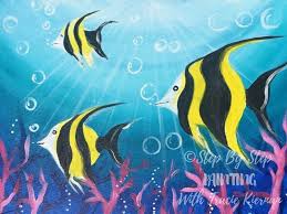 Paint activity for kids, learn about animals. Underwater Painting Step By Step Acrylic Tutorial With Pictures