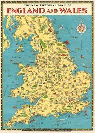 Large scale england town plans. Pictorial Map Of England And Wales 1935 Gift Wrap Stanfords