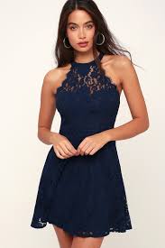 Davina Navy Blue Lace Skater Dress Mod And Retro Clothing Promotion Dresses Blue Grad Dresses Lace Blue Dress