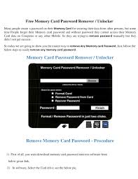Ide and sata hard disk drives are . Free Memory Card Password Remover Unlocker 100 Working