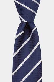Navy Silver Stripe Silk Tie