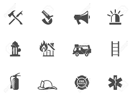 Symbol protection, shield emblem, axe and fireman, hydrant and helmet. Fire Fighter Icons In Black White Eps 10 Royalty Free Cliparts Vectors And Stock Illustration Image 23775190