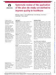 Systematic Review Of The Application Of The Plan Do Study Act Method To Improve Quality How To Plan Online Safety Improve