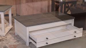 The top of this cocktail table features a grey and black mosaic tile inlay. Dorrinson Two Tone Lift Top Coffee Table From Signature Design By Ashley Youtube