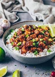This General Tso S Sticky Tofu Recipe Is A Vegan And Healthier Take On The Popular Sweet Spicy Chinese Takeout Chicke Spicy Recipes Sticky Tofu Asian Recipes